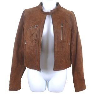 Levi’s Brown Suede Leather Moto Jacket Women Size XXL